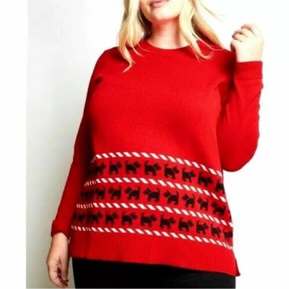ModCloth Scottie Dog Red Winter Sweater 3X Holidays Novelty
